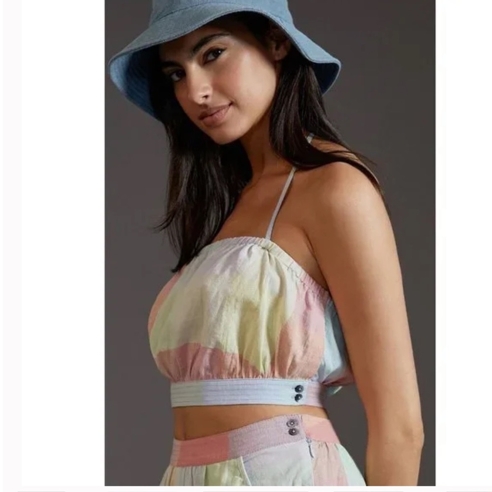 Anthropologie Mindy plaid pastel top